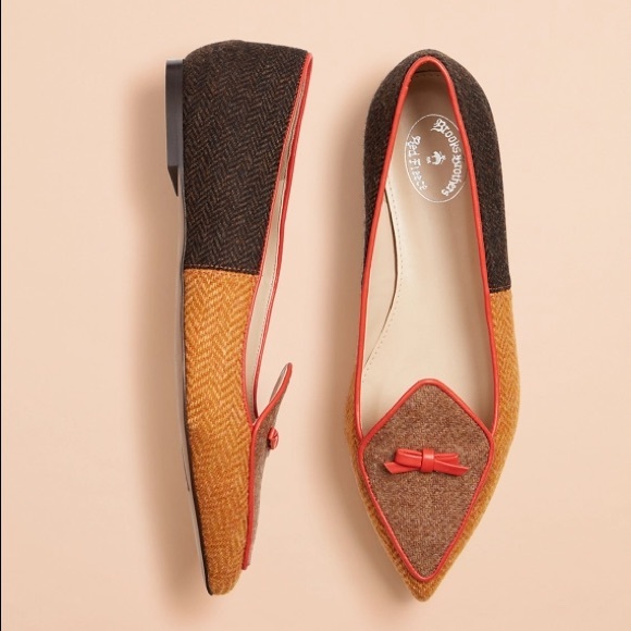 Brooks Brothers Shoes - Patchwork Wool Tweed Point-Toe Flats